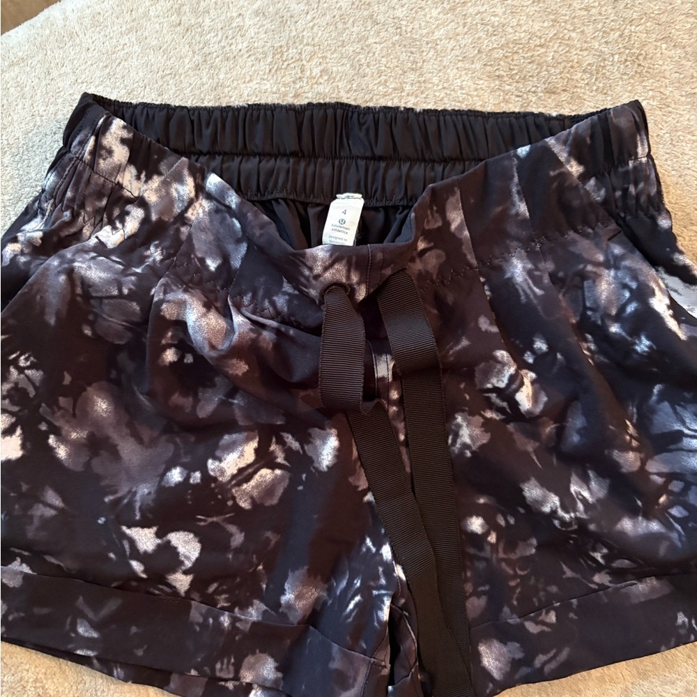 lululemon athletica Black and White Tie-Dye Athletic Shorts
